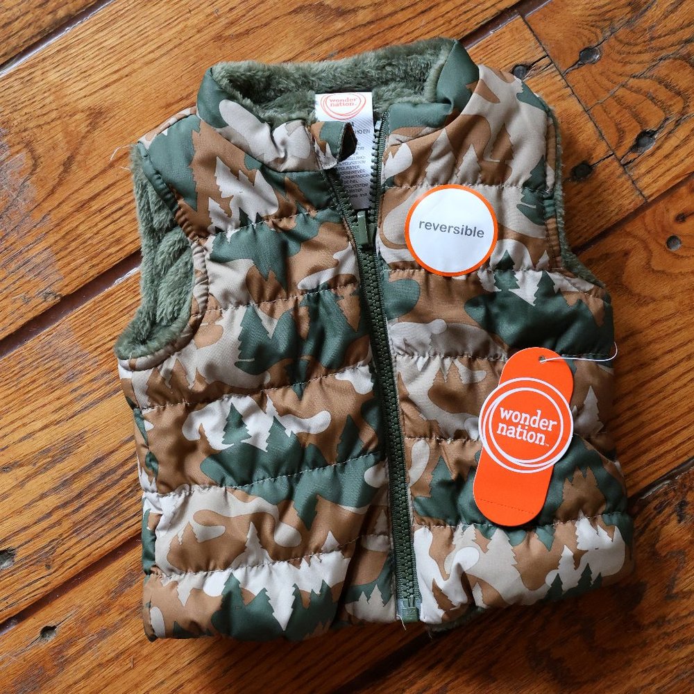 Wonder Nation Camo Reversable Vest 3-6 months NWT
